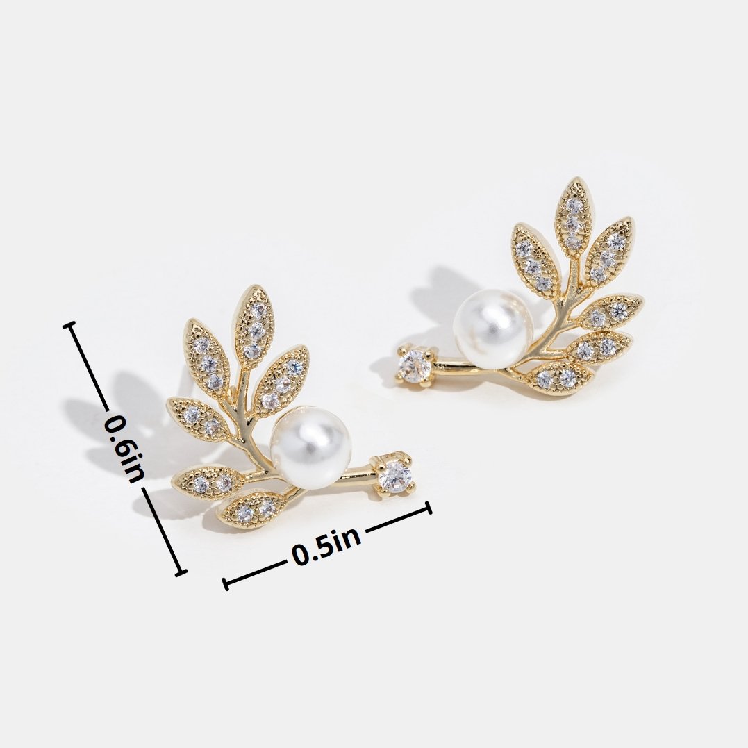 Pearl & Crystal Leaf Vine Earrings - Beautiful Earth Boutique