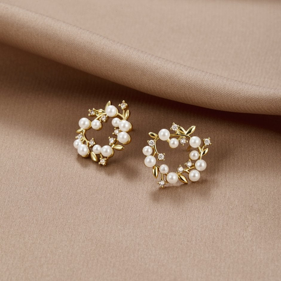 Pearl & Crystal Wreath Earrings - Beautiful Earth Boutique
