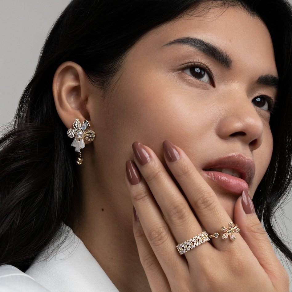 Pearl Flower & Crystal Tassel Earrings - Beautiful Earth Boutique