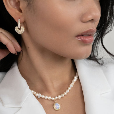 Pearl Heart Drop Earrings - Beautiful Earth Boutique