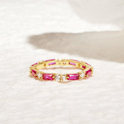 Pink Blossom Baguette Crystal Ring - Beautiful Earth Boutique