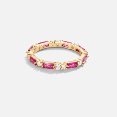 Pink Blossom Baguette Crystal Ring - Beautiful Earth Boutique