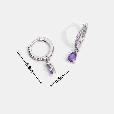 Purple Lilac Crystal Silver Hoop Earrings - Beautiful Earth Boutique