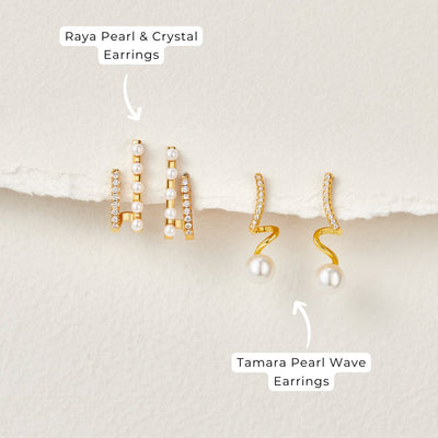 Raya Pearl & Crystal Earrings - Beautiful Earth Boutique