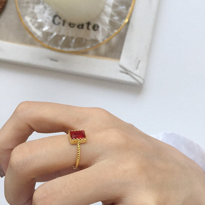 Red Crimson Crystal Ring