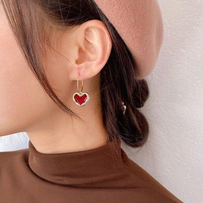 Red Heart Pendant Earrings - Beautiful Earth Boutique