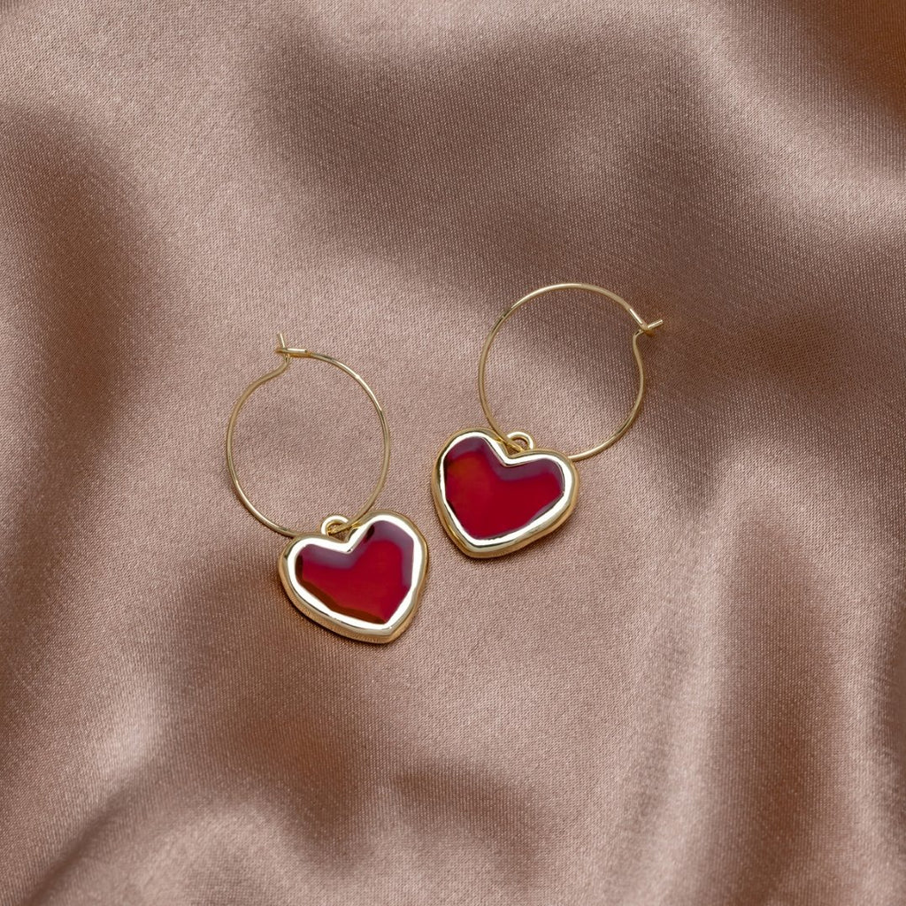 Heart clearance earrings red