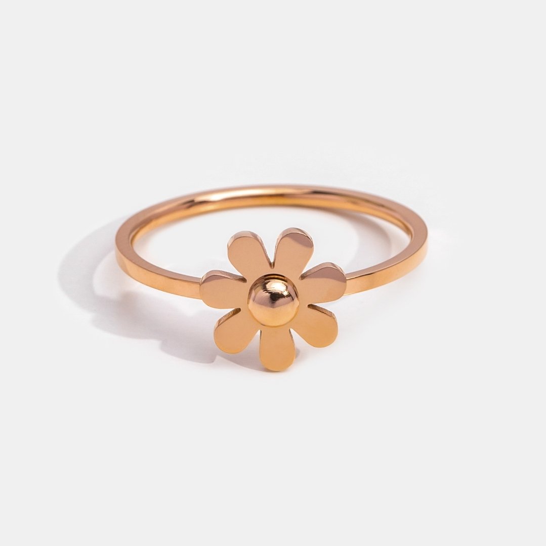 Rose Gold Daisy Flower Ring - Beautiful Earth Boutique