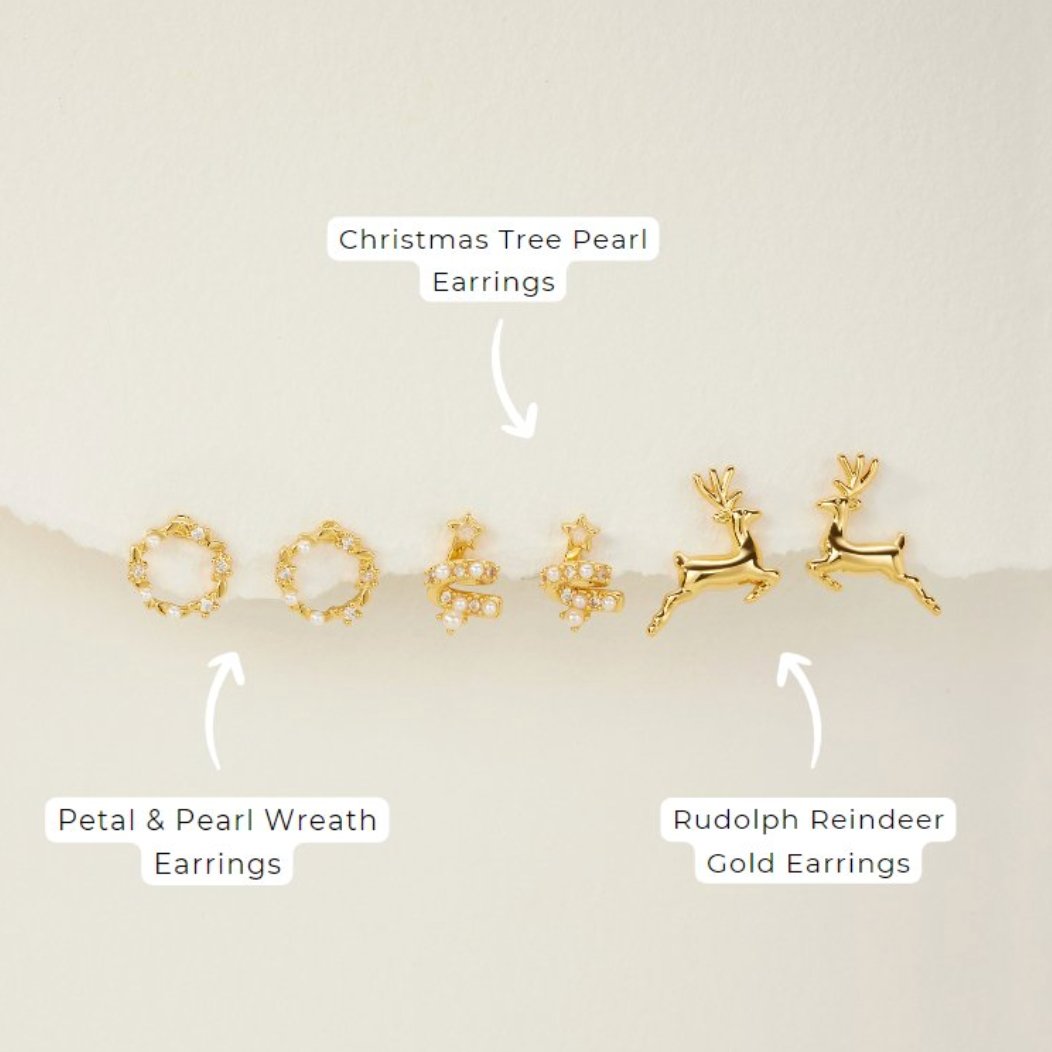 Rudolph Reindeer Gold Earrings - Beautiful Earth Boutique