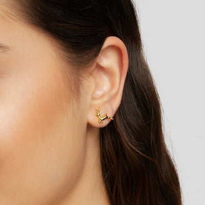 Rudolph Reindeer Gold Earrings - Beautiful Earth Boutique