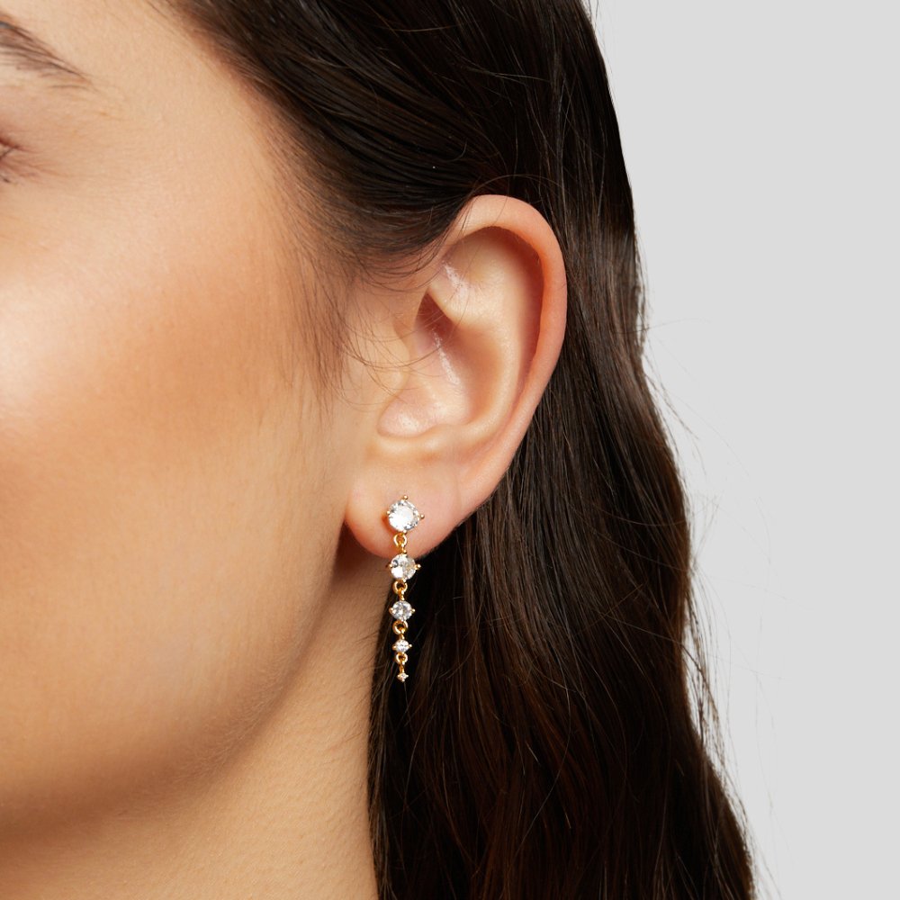 Selena Gold Crystal Drop Earrings - Beautiful Earth Boutique