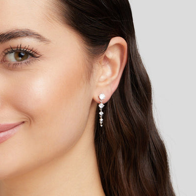 Selena Silver Crystal Drop Earrings - Beautiful Earth Boutique