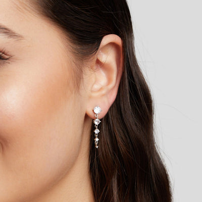 Selena Silver Crystal Drop Earrings - Beautiful Earth Boutique