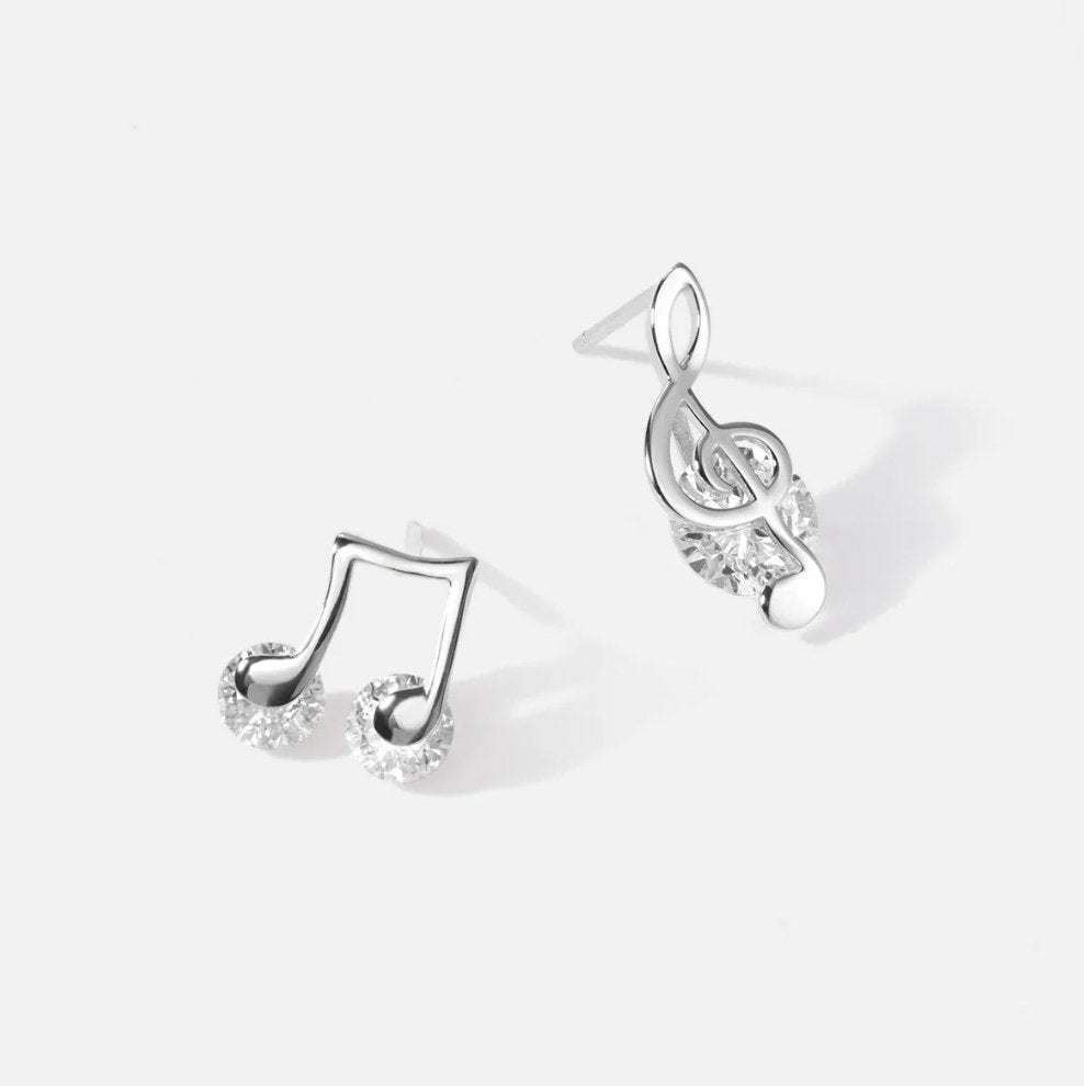 Silver Music Note Stud Earrings - Beautiful Earth Boutique