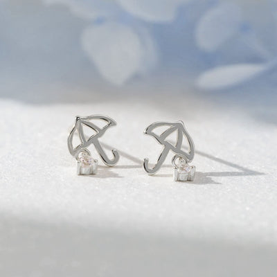 Silver Umbrella Stud Earrings - Beautiful Earth Boutique