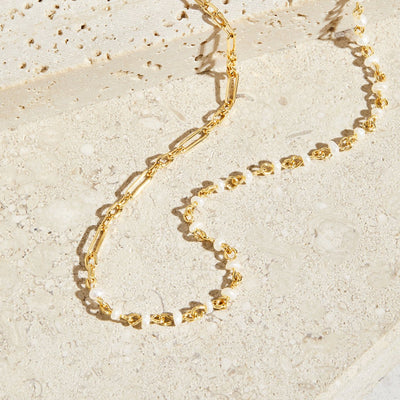 Solana Gold Chain & Pearl Necklace - Beautiful Earth Boutique