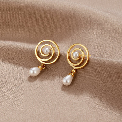 Spiral Twisted Pearl Drop Earrings - Beautiful Earth Boutique
