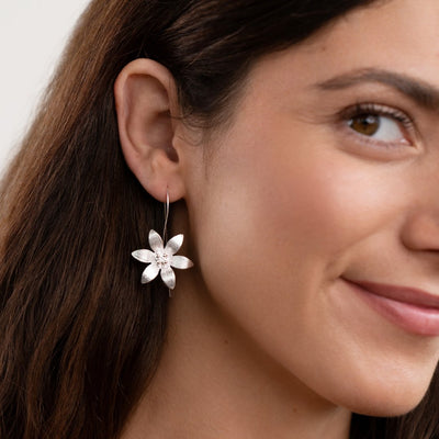 Sterling Silver Lotus Flower Earrings - Beautiful Earth Boutique