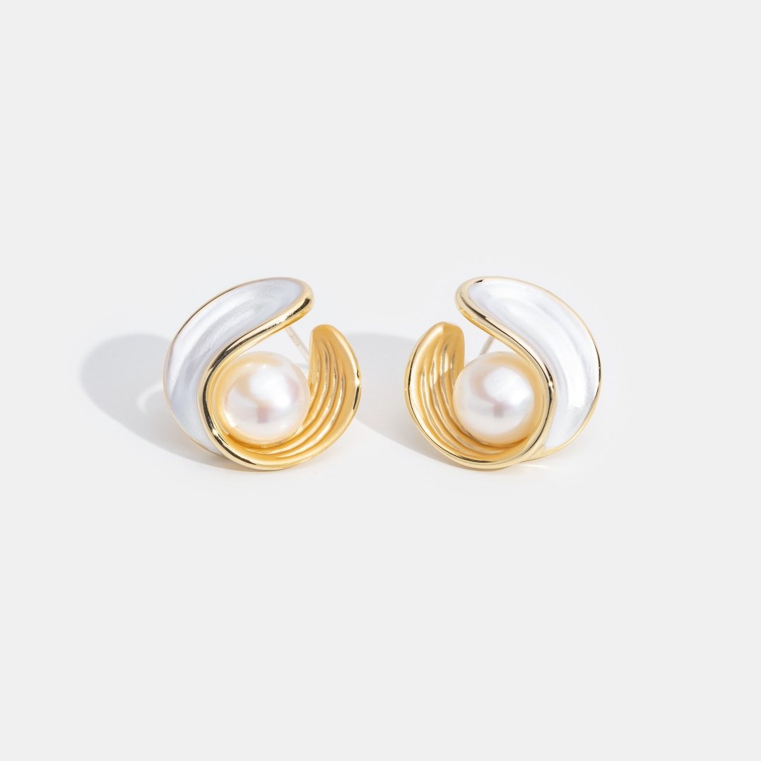 Timeless Pearl Wave Earrings - Beautiful Earth Boutique