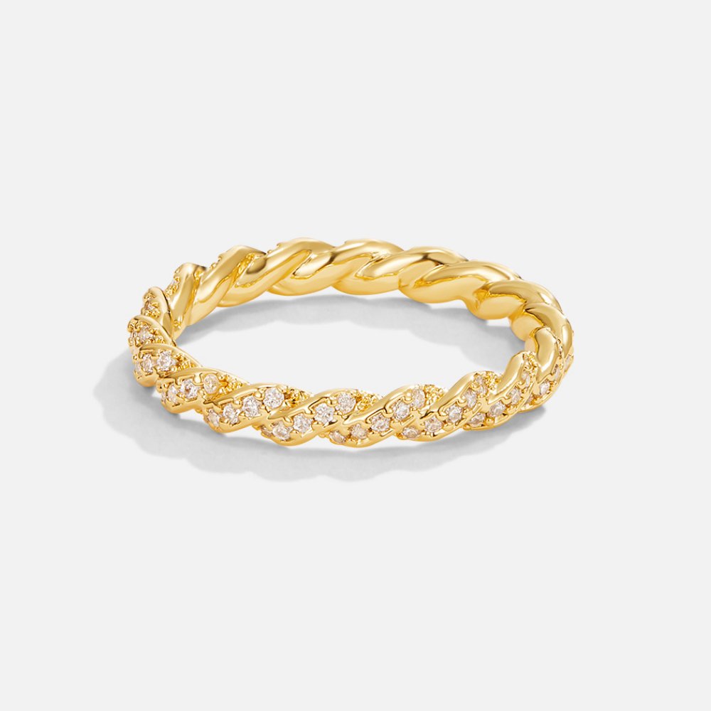 Twisted Gold Crystal Ring - Beautiful Earth Boutique