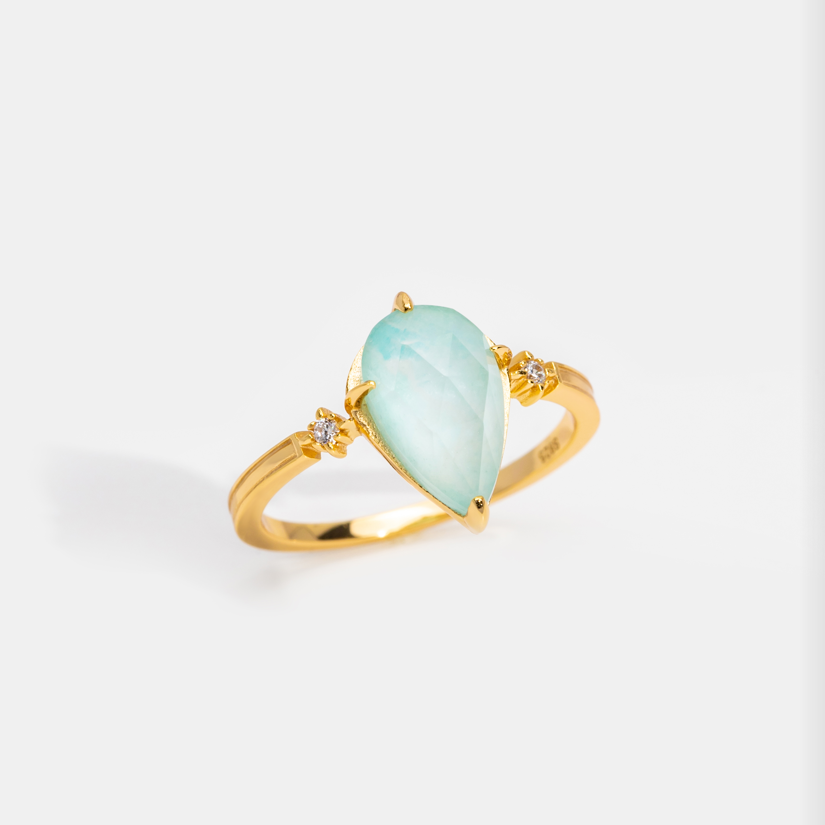 Vintage Amazonite Crystal Ring - Beautiful Earth Boutique