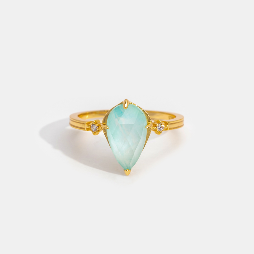 Vintage Amazonite Crystal Ring - Beautiful Earth Boutique
