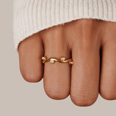 Wavey Pearl 18K Gold Ring - Beautiful Earth Boutique