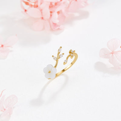 White Blossom Flower Ring - Beautiful Earth Boutique
