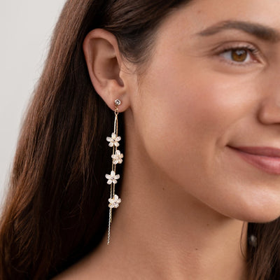 White Blossom Tassel Earrings - Beautiful Earth Boutique