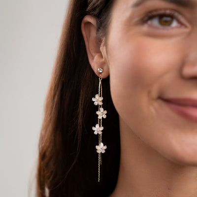White Blossom Tassel Earrings - Beautiful Earth Boutique