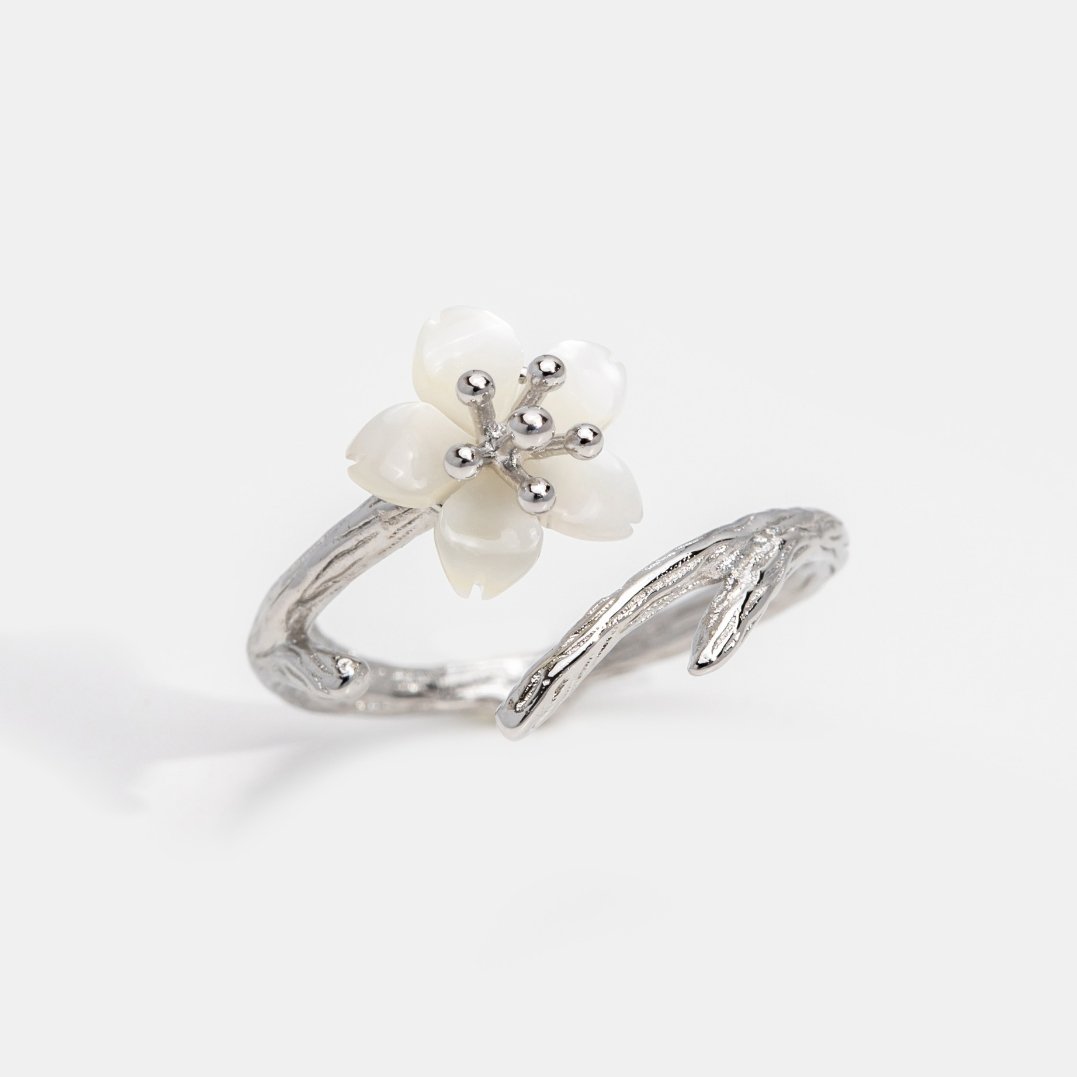 White Cherry Blossom Ring - Beautiful Earth Boutique