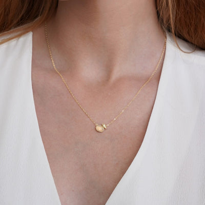 White Opal & Bird Gold Necklace - Beautiful Earth Boutique