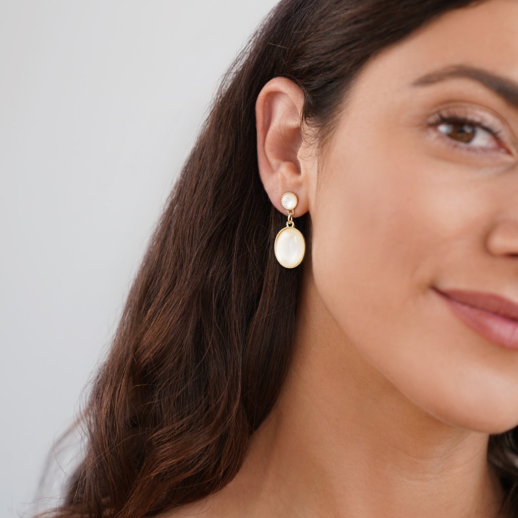 White Stone Drop Earrings - Beautiful Earth Boutique